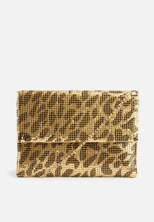 Leopard print chain mail bag