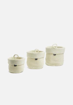 Weave PP basket set - white 