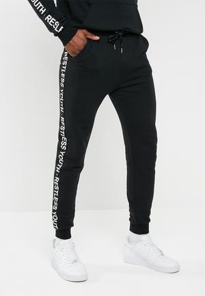 Hollister icon logo side tape track joggers in black