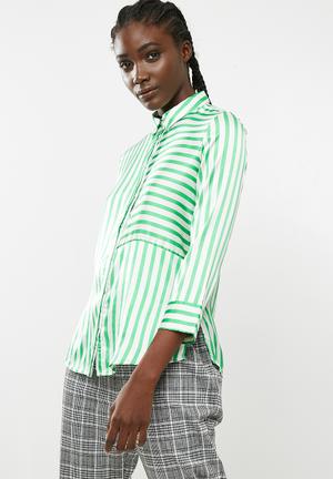 Jessica shirt - green & white