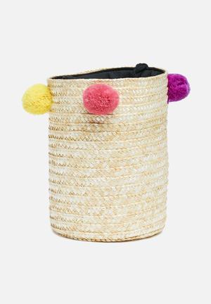 Niffa straw round bag - multi