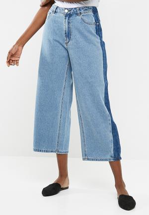 Celia high waisted panel cropped jeans - blue 
