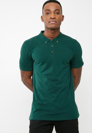 Pique slim fit polo - green 
