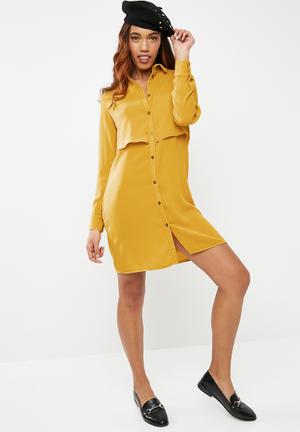 Double layer shirt dress - yellow