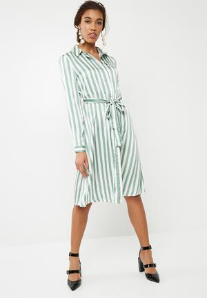 Denzel striped dress - green & white 