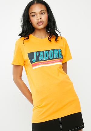 J'adore slogan graphic T-shirt - orange 