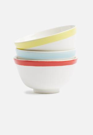 Super normal snack bowl set of 3 - red, blue & yellow