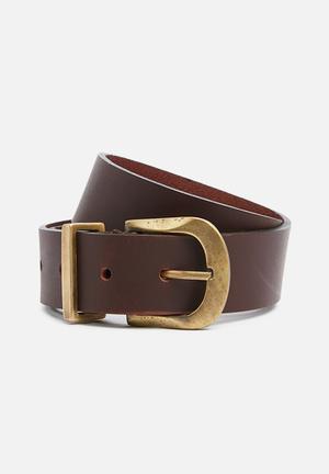 Nazley hip leather belt - brown