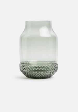 Gem vase - glass grayed jade