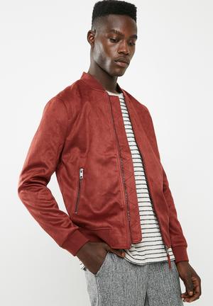 Suede bomber - red 