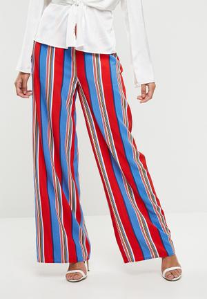 Multi coloured striped wide leg trousers - multi 