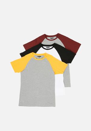 Short sleeve raglan crew neck tee - multi