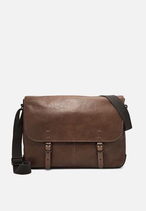 Buckner leather messenger bag  - brown 