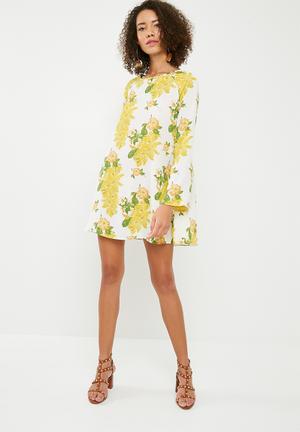 Floral print floaty swing dress - multi