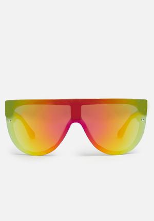 Reflective visor sunglasses - yellow