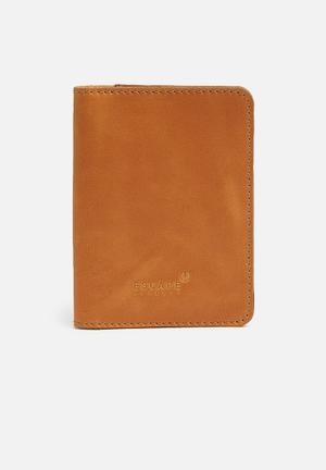 Leather passport holder - tan
