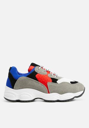 Chunky sole colour block trainer - blue