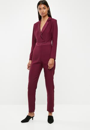 maroon jumpsuit long sleeve