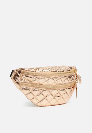 Quilted waist bag - rose gold