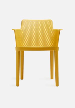 Perforated armchair - mustard