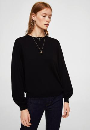 Back vent sweater - black