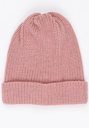 Acrylic Turn Up Beanie Pale Pink