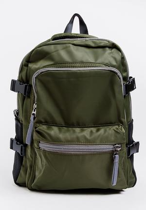 Plain Backpack Khaki Green