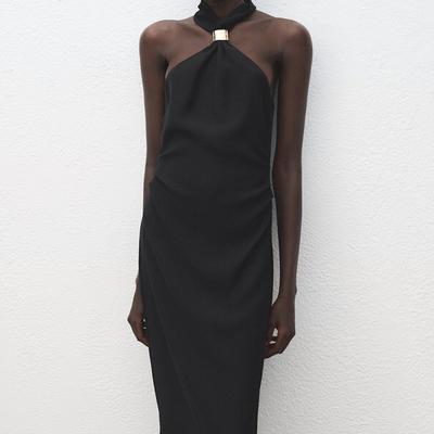 maliha halter neck underwire mini dress Malakhai Chiffon Halter Mini Dress - Black main image 1