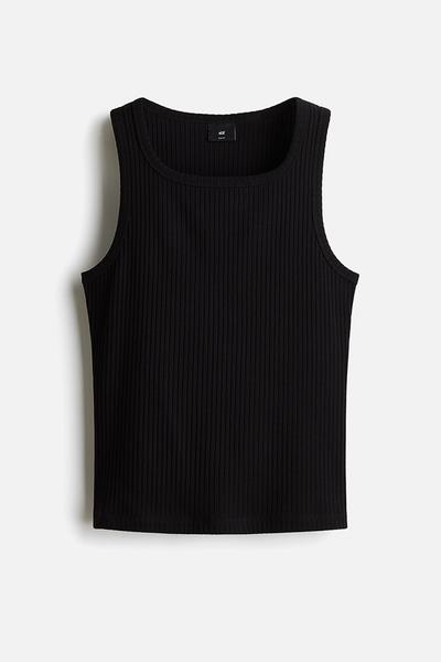 Liv Horizontal Ribbed Top – Black main image 0