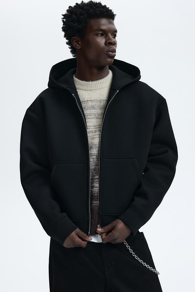 Cropped Zip Up Hoodie - Washed Black8