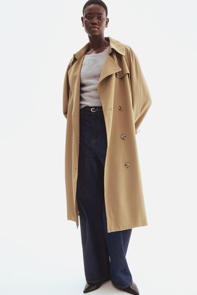 Short trench coat - dark beige - 1272982001