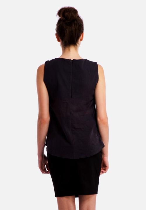 Take Care - Box Pleat Top – Charcoal