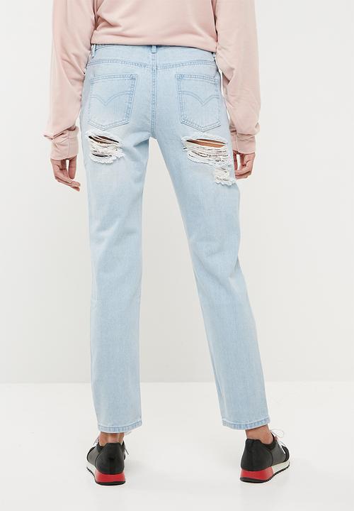 Missguided - Lust bum rip low rise boyfriend jean - blue