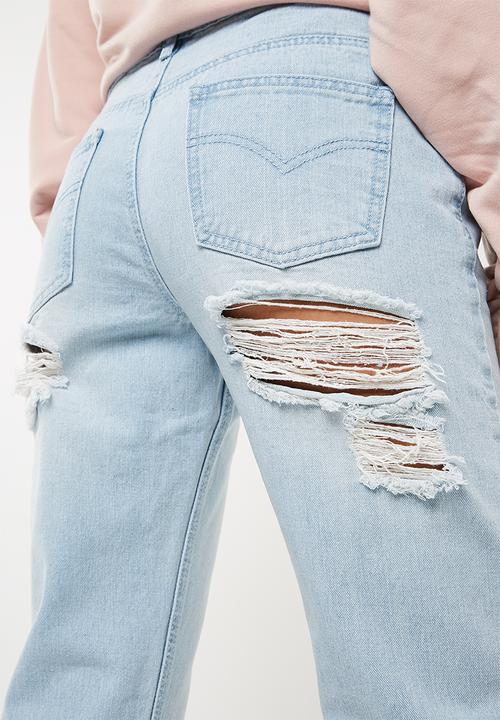 Missguided - Lust bum rip low rise boyfriend jean - blue