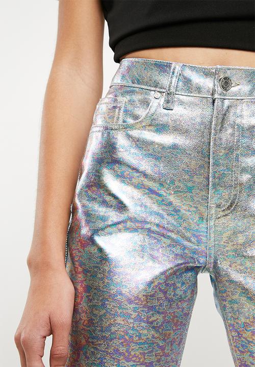 Missguided - Riot high rise metallic petrol mom jean - multi
