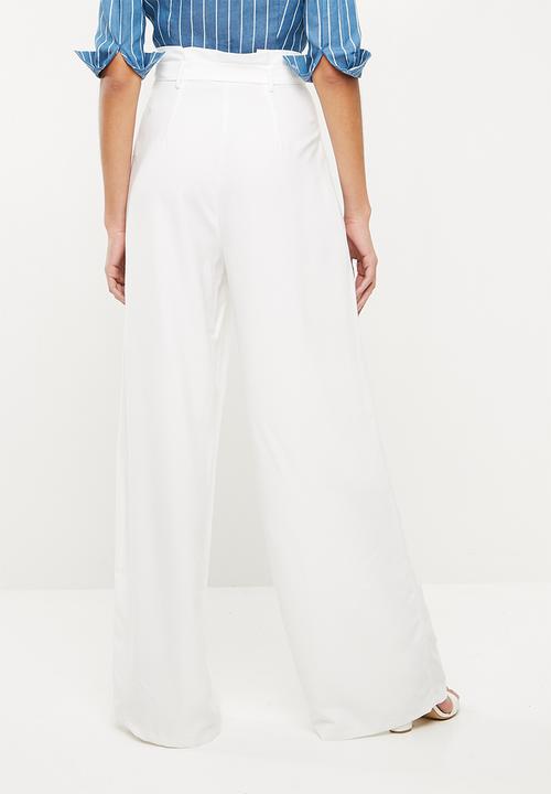 Missguided - Tailored paperbag waist trousers - white