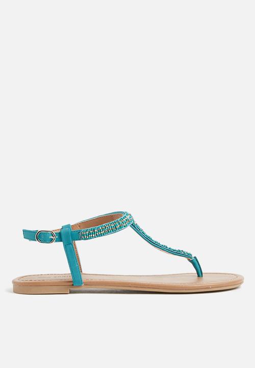 teal flat sandals