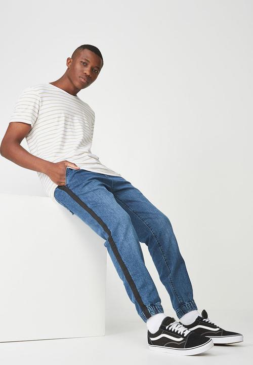 Cotton On - Drake cuffed pant - navy & white 
