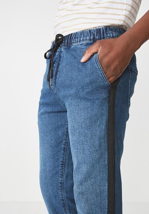 Cotton On - Drake cuffed pant - navy & white 