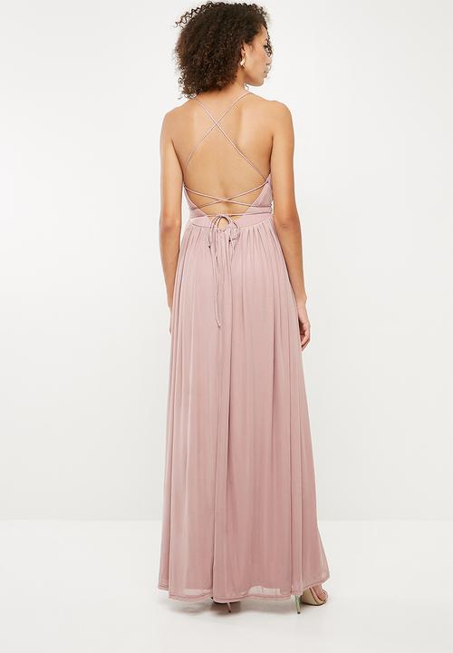 Missguided - Bridesmaid pleated silky mesh maxi - pink