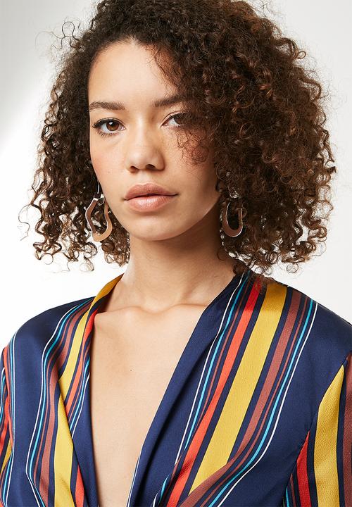 Missguided - Flared sleeve tie front striped top - multi