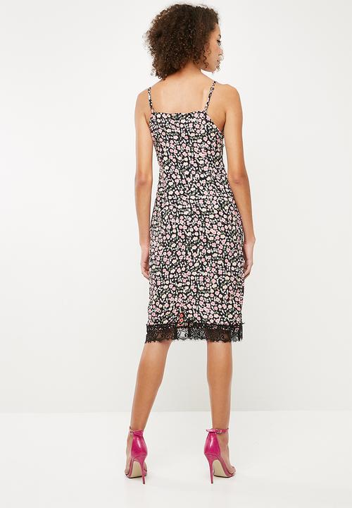 Missguided - Lace trim ditsy floral cami midi dress - multi