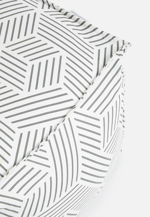 Sixth Floor - Hatch ottoman - grey & white