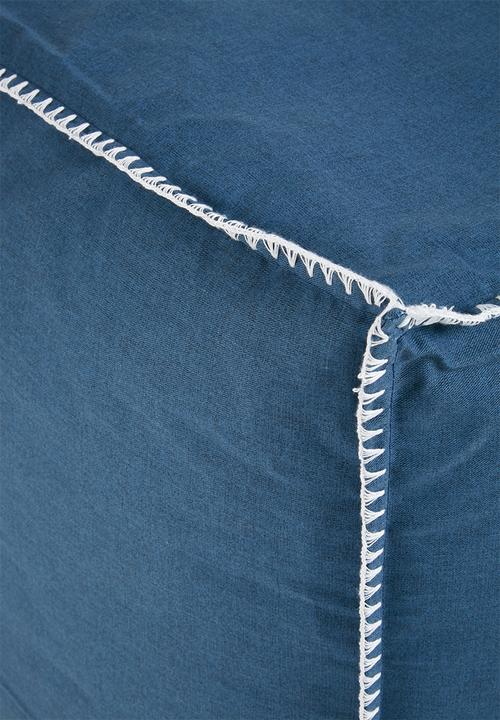 Sixth Floor - Blanket stitch ottoman - navy