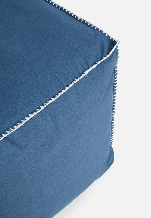 Sixth Floor - Blanket stitch ottoman - navy
