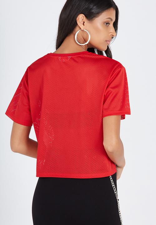 Supré  - Active mesh boxy tee  - red