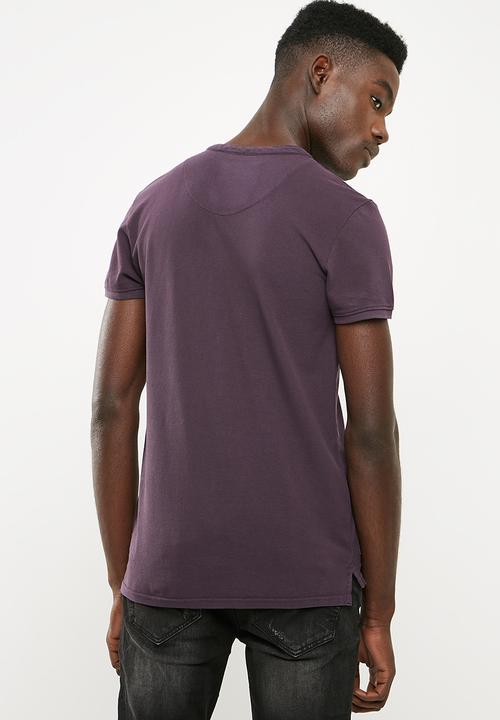 S.P.C.C - Over dyed pique golfer with mandarin collar - purple