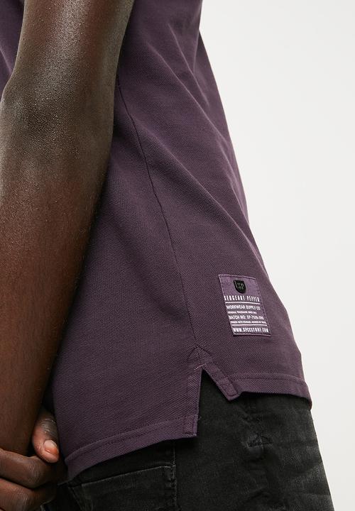 S.P.C.C - Over dyed pique golfer with mandarin collar - purple