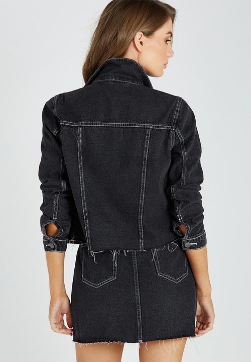 Supré  - Raw edge contrast crop jacket - black 