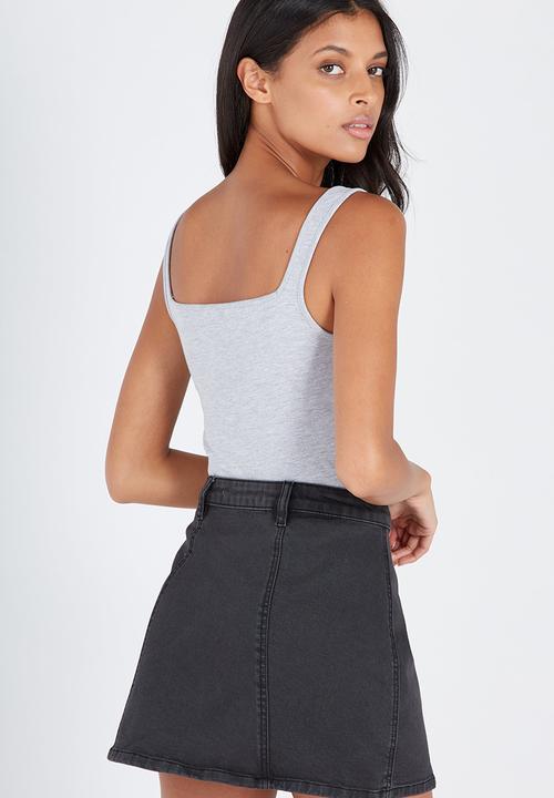 Supré  - Interlock square neck cami - grey 